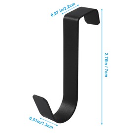 Hordion 6 Pack Over The Cabinet Door Hook, Carbon Steel Single Over Door Hooks Hanger for Kitchen Cabinet Narrow Door Back Bathroom Drawer, Black