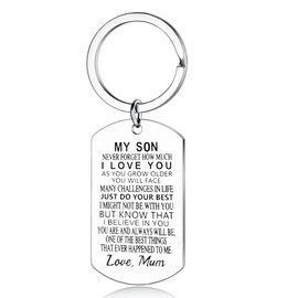 Nfyxcaz To My Son Keychain Son Gifts from Mum Graduation Gift for Son Inspirational Son Keychain Unique Gifts for Son Birthday Christmas Back to School Gifts for Son