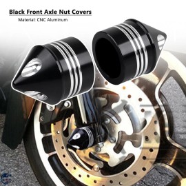 Unbranded Black Cut Front Axle Cap Nut Cover For Harley Electra Road Glide Road King FLHR
