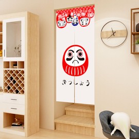 LIGICKY Noren Japanese Style Doorway Curtain Doll Daruma Printed Window Treatment Door Tapestry for Home Decoration 85 x 180 cm