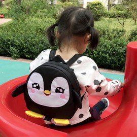 Baby Safety Backpack, Cute Cartoon Penguin Baby Safety Harness Backpack, Toddler Anti-Lost Bag Children Schoolbag with a Detachable Harness(Black)