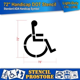Pavement Stencils - 72 inch - Handicap - ADA Stencil - (2 Piece) - 72" x 78" x 1/16" (63 mil) - Light-Duty