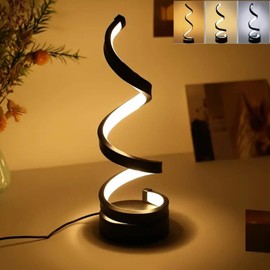 Yolispa LED Table Lamp, Table Lamps for Living Room Modern with 3 Colors Stepless Dimming, Spiral USB Desk Light, Bedside Nightstand Lamp for Home Living Room Bedroom Office Decor