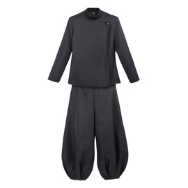 DAZCOS Anime JJK Cosplay Costume Men's US Size Uniform Jacket Pants with Earrings, Black, Medium