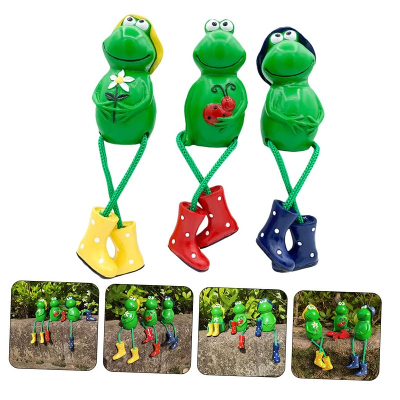 LABRIMP Resin Frog-Shaped Ornaments 3 Pack Decorative Craft Living Space