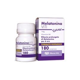 Melatonina Viti Retard - 180 Compresse a Rilascio Prolungato, Integratore con Vitamina B6 per un Riposo Continuo, Senza Glutine e Senza Lattosio