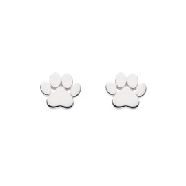 Dew Sterling Silver Small Paw Print Stud Earrings