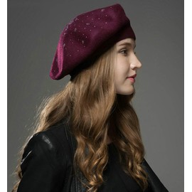 Superora Women's Beret Winter Hat Fashion Classic Wool Soft, red