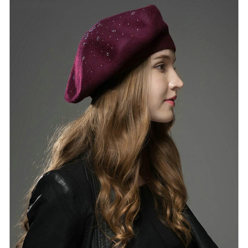 Superora Women's Beret Winter Hat Fashion Classic Wool Soft, red