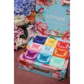 LOVARE Assorted Tea Pyramid Bags 45 Pack - Made in Ukraine - 9 Tastes of Tea Sampler Pyramids - Tea Assortment with Black and Green Tea, Fruits, Flowers, Berries - Flavored Tea Gift Box