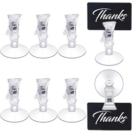 BUKEQILA Suction Cup Clip Suction Hooks with Clip - 6 Pieces Suction Cup Holder with Clip, Aquarium Suction Clips Supermarket Label Clip, Car Parking Card Holder Windscreen Clip Photo Clips