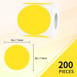YEGAWEN Removable Stickers, 3 Inch Colored Dot Stickers, Waterproof Circle Color Stickers, Writable Garage Sale Stickers Price Tags Stickers, Suitable for Laser and Inkjet Printable (200Pcs, Yellow)
