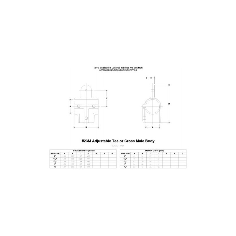 Hollaender 23M-7 Adj. Tee or Cross Male Aluminum Magnesium 1-1/4"