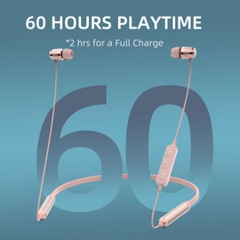 Soundmagic Neckband Bluetooth Headphones Wireless Earphones HiFi Stereo in Ear Headset with Microphone Noise Isolating Sports Earbuds Long Playtime Pink