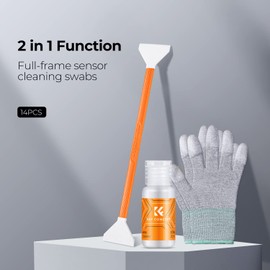 K&F Concept 14pcs Double Tipped 24mm APS Full Frame Sensor Cleaning Swab, DSLR or SLR Digital Camera Cleaning kit and Full Frame Sensor Cleaning Swab