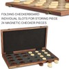 OUMODA Walnut 15" Magnetic Checkers Board Game Set - Folding