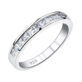 Newshe Jewellery Wedding Bands Eternity Rings for Women 925 Sterling Silver Princess AAAAA Cubic Zirconia Size 6