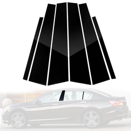 BASIKE Compatible with 2013 to 2016 8th Gen Honda Accord Door Window Trim Anti Scratch Stickers Door Pillar Moldings 6pcs