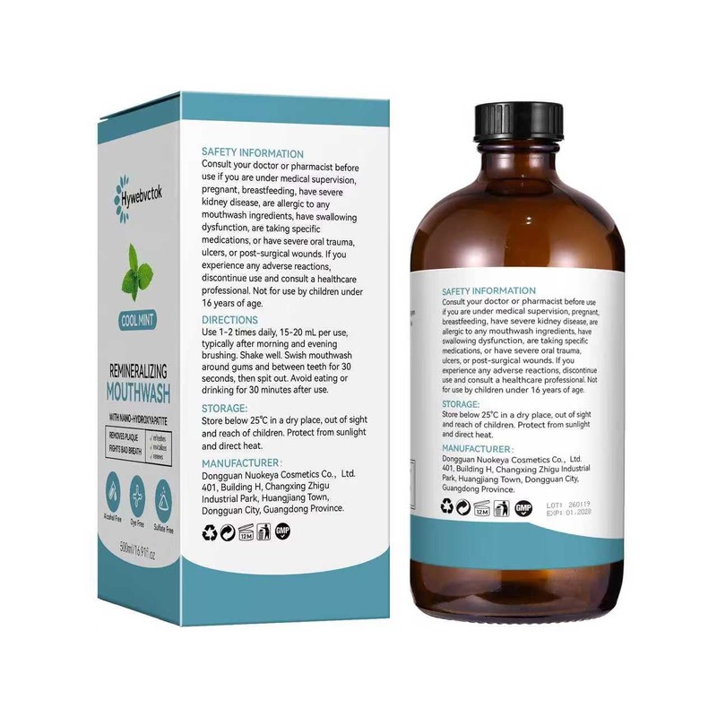 Cool Mint Remineralizing Mouthwash,Nano Hydroxyapatite Mouthwash,16.91Fl Oz