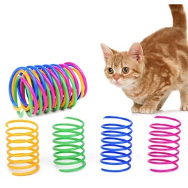 MVOLEGDE Pack of 24 Spiral Cat Toy, Colourful Creative Cat Spiral Toy, Novelty Spirals Cats, Plastic Cat Toy, Cats Boredom Spring Toy, for Kittens