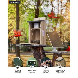 Epfweits Bird House with Camera, 4MP HD Bird Houses for Outside, 2.4G WiFi & App Notify Bird Nesting & Hatching in Real Time, Auto Capture Bird Videos & Motion Detection Night Vision IP65 Waterproof