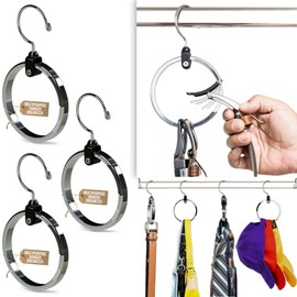 ROLLY HANGER Multipurpose Closet Hangers- Tie and Belt Hanger for Closet- Great Space Saving Belt Organizer for Wardrobe - Ideal for Storing Belts, Ties, Scarfs, Baseball Hats, Purses & More- 3 Pack