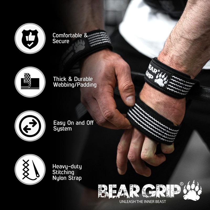 BEAR GRIP - High Quality Figure-8 Weight Lifting Straps (Sold