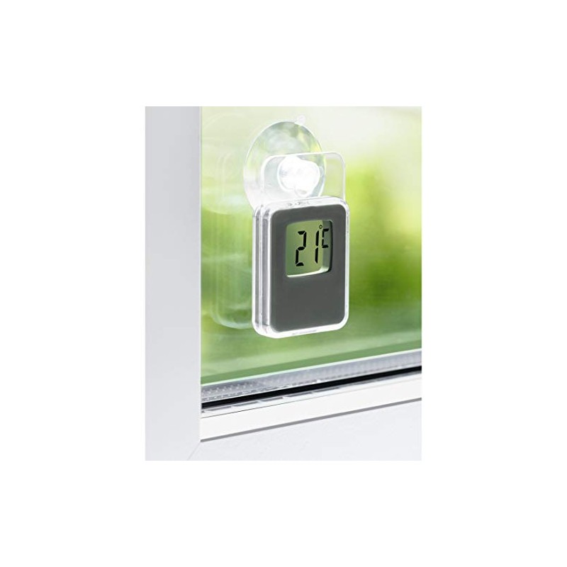 Grey Digital Window Thermometer for Indoor and Outdoor Use 7.5