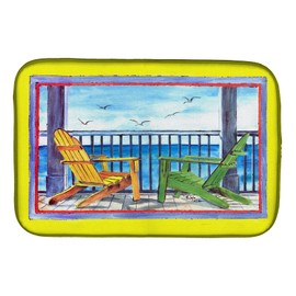 Caroline's Treasures 8085DDM Adirondack Chairs Yellow Dish Drying Mat, Yellow Absorbent Dish Drying Mat Pad for Kitchen Counter Dish Drainer Mat for Countertop, 14 x 21", Multicolor