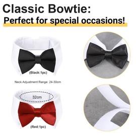 FloralGrace 2 Pieces Adjustable Cat and Dog Bow Tie, Adjustable Pet Formal Bow Tie Collar Costume