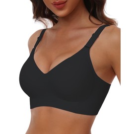HORISUN Full Coverage Bras Seamless Supportive Plus Size Bras for Women Wireless(Black S)