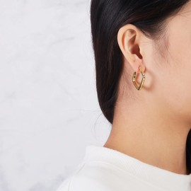 Philip Jones Gold Plated Medium Chunky Hoop Earrings
