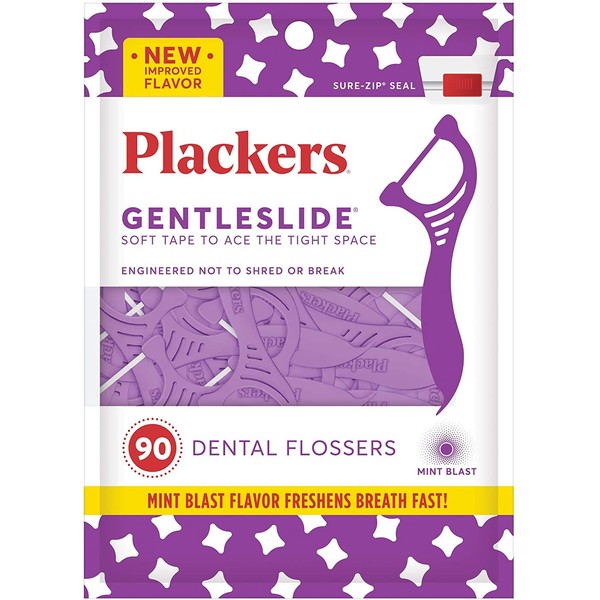 PLACKERS Gentleslide Dentla Flossers for Tight Teeth 90 ea (Pack of 6)