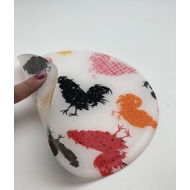 Andreas Silicone TR-GGRS Rooster Non-Slip 8" Trivet/Pot Holder/Hot Pad, 100% Cotton, Dishwasher Safe, Hot Dishes, Protect Hair Iron, Safe up to 600°F