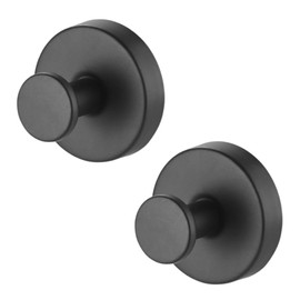 ideastore Suction Cup Hooks, Compact, Stylish, Wall Mounted, Rental, Stainless Steel, Set of 2 (Matte Black)