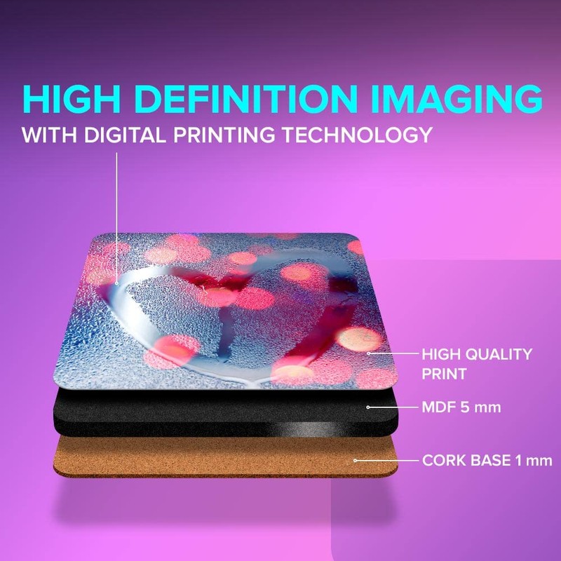 1 x Square Jumbo Size Coaster 12cm Love Heart Rain