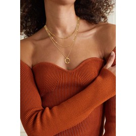 Layered Gold Choker Necklaces for Women,Stackable Stacked Stacking Layering Dainty Gold Necklace 14k Gold Plated Beach Circle Paperclip Cute Pendant Chain Necklaces Simple Jewelry Gift