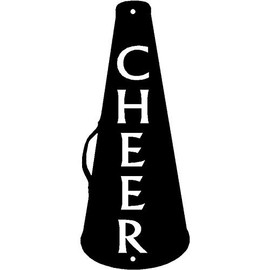 Cheerleader Cheer Sign Megaphone Plaque - 13.5" high x 5.6" wide - Made in the USA - Wall Mounted Decoration