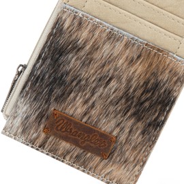 Montana West Wrangler Horsehair Card Wallet for Women Cowhide Credit Card Holder Rustic Animal Print Wallet with Keychain WG66-W005BG