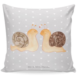 Mr. & Mrs. Panda 40 x 40 cm Pillow Snails Love – Gift, Husband, Couple, Pillow, Engagement, Decorative Cushion, Marriage, Motif Cushion, Cushion Cover