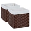 Bidtakay Wicker Storage Baskets with Liners 11x11 Storage Cube Bins