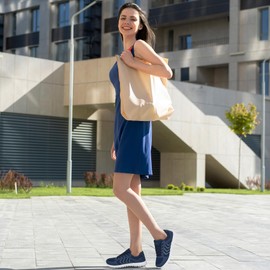 DUOYANGJIASHA - Tenis de correr para mujer: zapatos casuales para caminar, antideslizantes, cómodos, de moda, de malla, ligeros, para el trabajo, marino, 27.5 cm