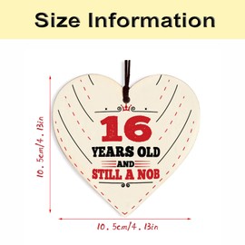 OBYJCA 16th Birthday Gift For Girls, Funny 16 Gifts for Daughter, 16th Birthday Wood Heart Gift for Granddaughter, Sister, Niece, Best Friend, Girlfriend, Family