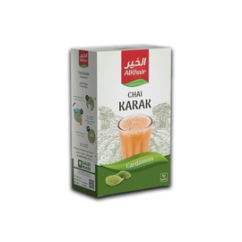 Alkhair Karak Tea with Cardamom, Unsweetened Instant Chai Tea Latte with Milk, Sugar-Free, 12 Sachets 15g (180g Total)