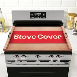 Riveira 30x22 Bamboo Brown Stove Top Covers for Electric Stove & Gas Stove Top Covers for Gas Burners – Large Gas Stove Cover with Handle & Juice Groove – Rustic Stove Covers for Gas Stove Top