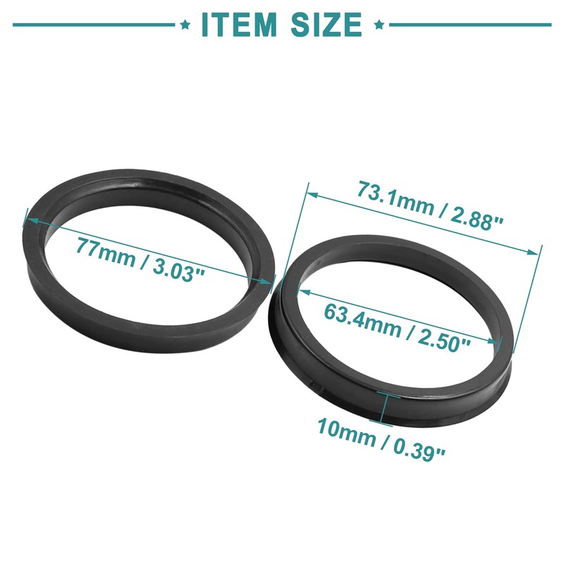 ACROPIX 73.1 mm to 63.4mm Universal Hub Centric Rings Black