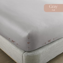 Organic Full Fitted Sheet Only Deep Pocket - 100% Organic Cotton Sheets with Soft Breathable 500 Thread Count Sateen Weave GOTS & Fairtrade Certified - Fitted Bed Sheets Only (Gray, Full)
