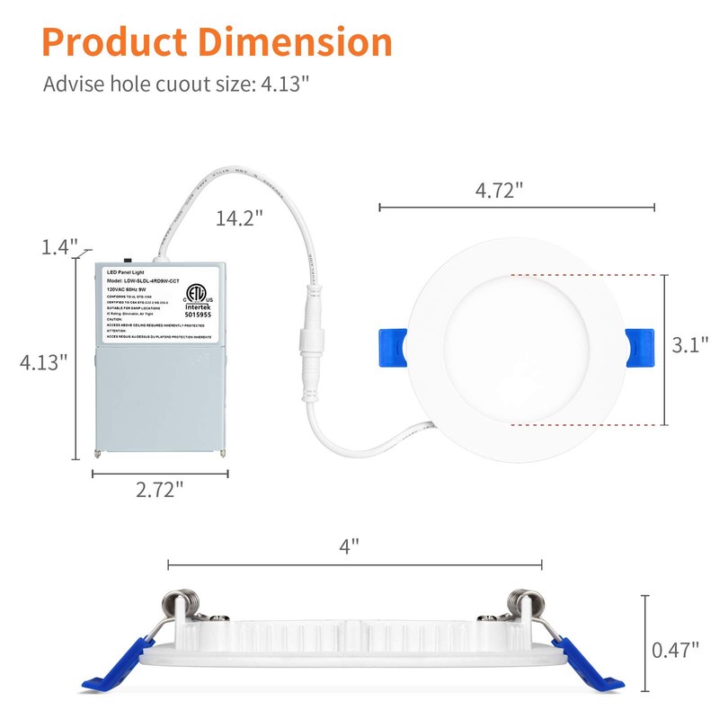 Meconard 4 Pack 4 Inch LED Recessed Ceiling Light with