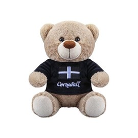 Adorable Brown & Black Plush Bear with Cornwall T-Shirt - 20 cm (1 Pc) - Perfect Souvenir Collectible for Kids & Adults