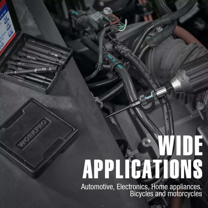 WORKPRO 20pcs Hex Head Allen Wrench Drill Bit Set Metric